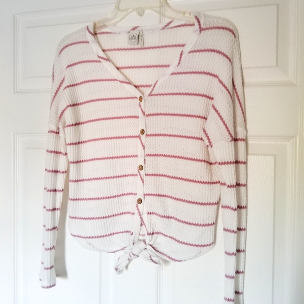 Waffle Knit Cropped Cardigan